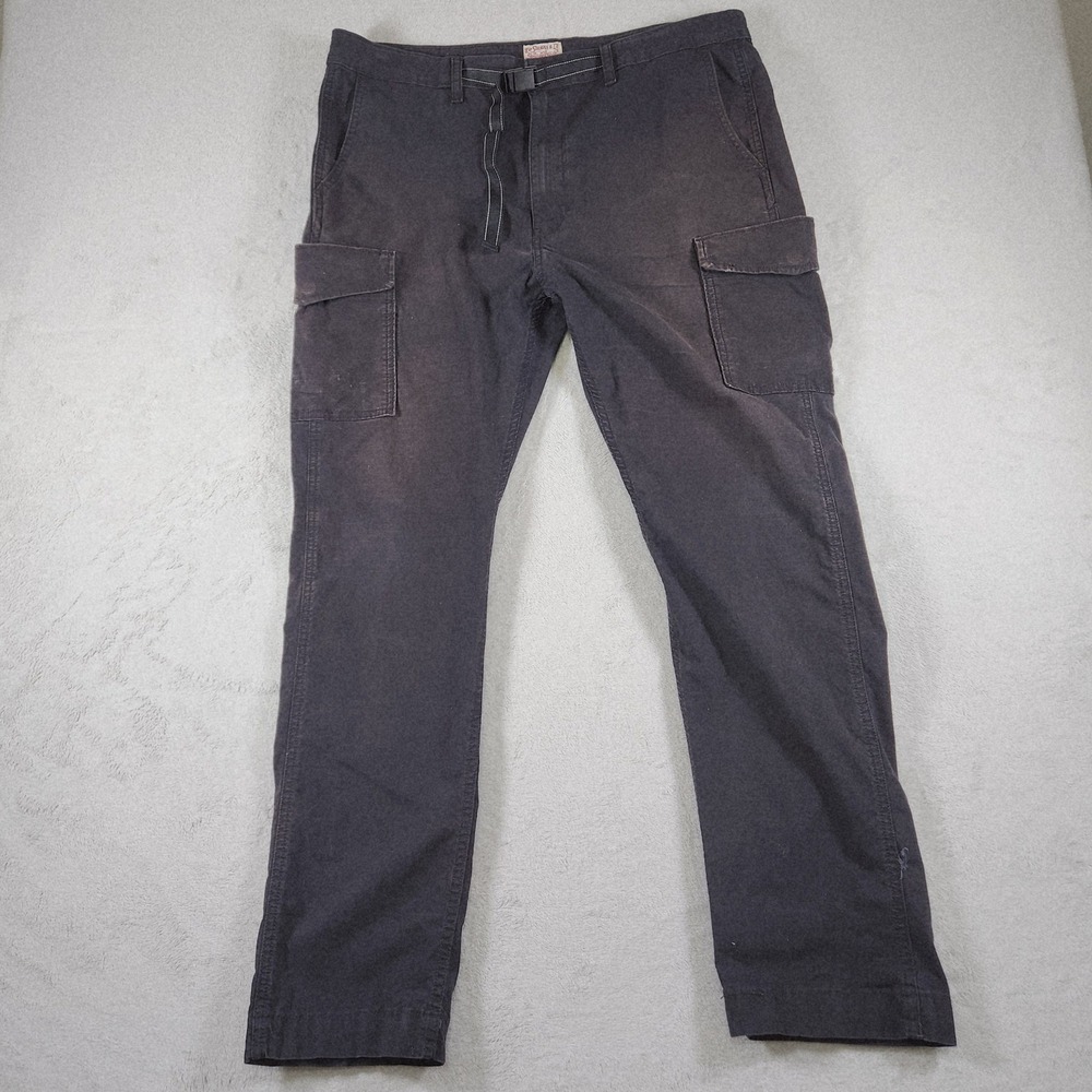 Levis Two Horse Brand Mens Ripstop Cargo Pants Dark Gray Built-in Belt W36 L34